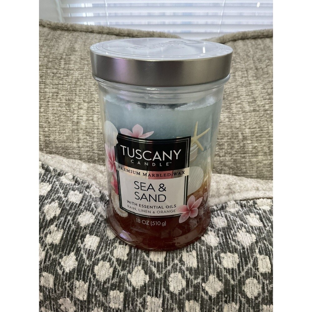 Tuscany Candle SEA & SAND Premium Marbled Wax 2-Wick Large Glass 18 oz